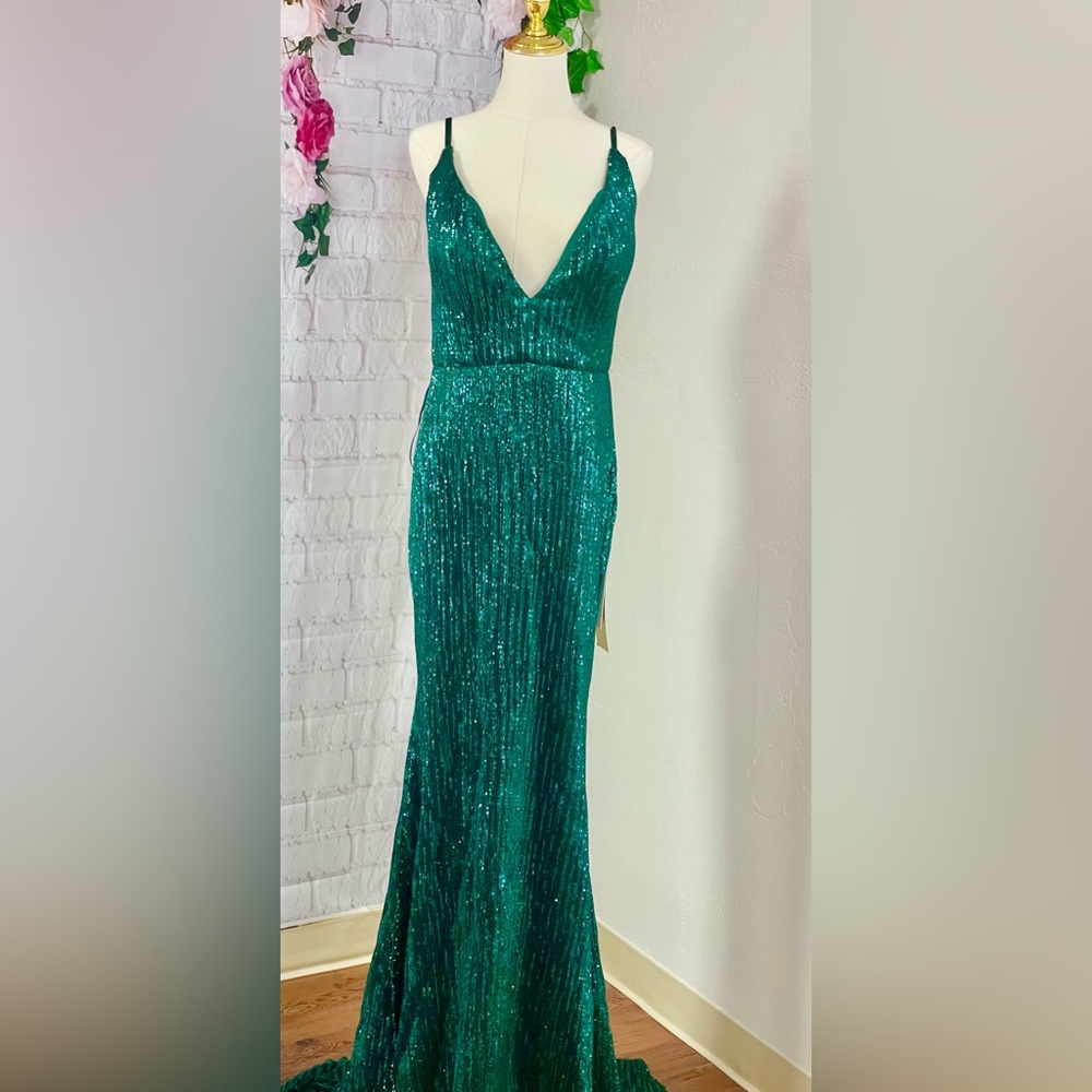 Portia and Scarlett jade Green sequence dress SZ 14 - Picture 3 of 3